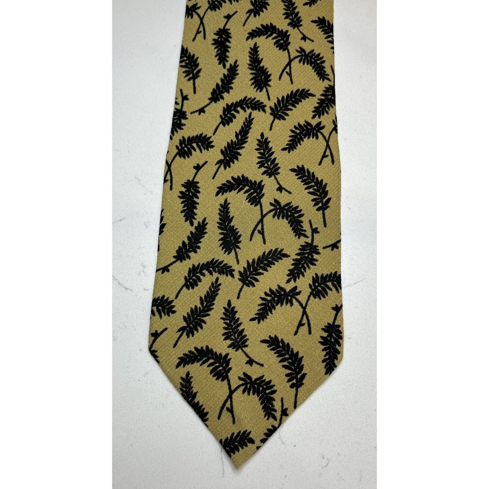 Vintage Giorgio Armani Cravatte Mens Silk Tie-Made in Italy Necktie Yellow, Leaf